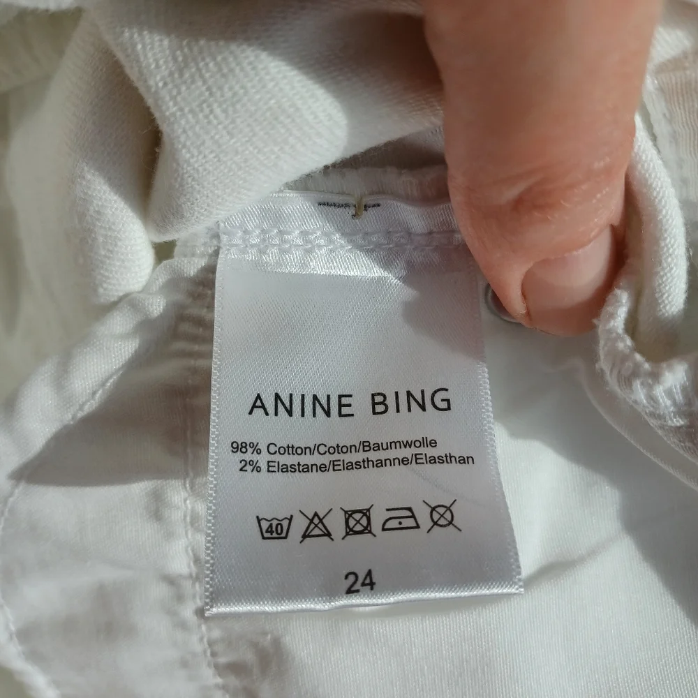 NWT Anine Bing Jeans Skinny White Knee Slit Frayed Low Rise Grunge Indie Sleeze - Picture 13 of 16